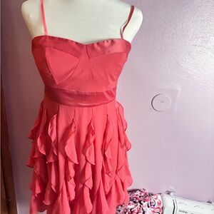 BCBGeneration Pink Ruffle Prom Dress